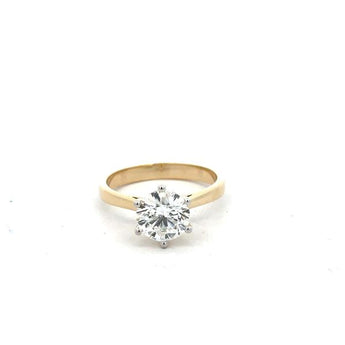 1.71 Carat Round Diamond Yellow Gold Solitaire Ring
