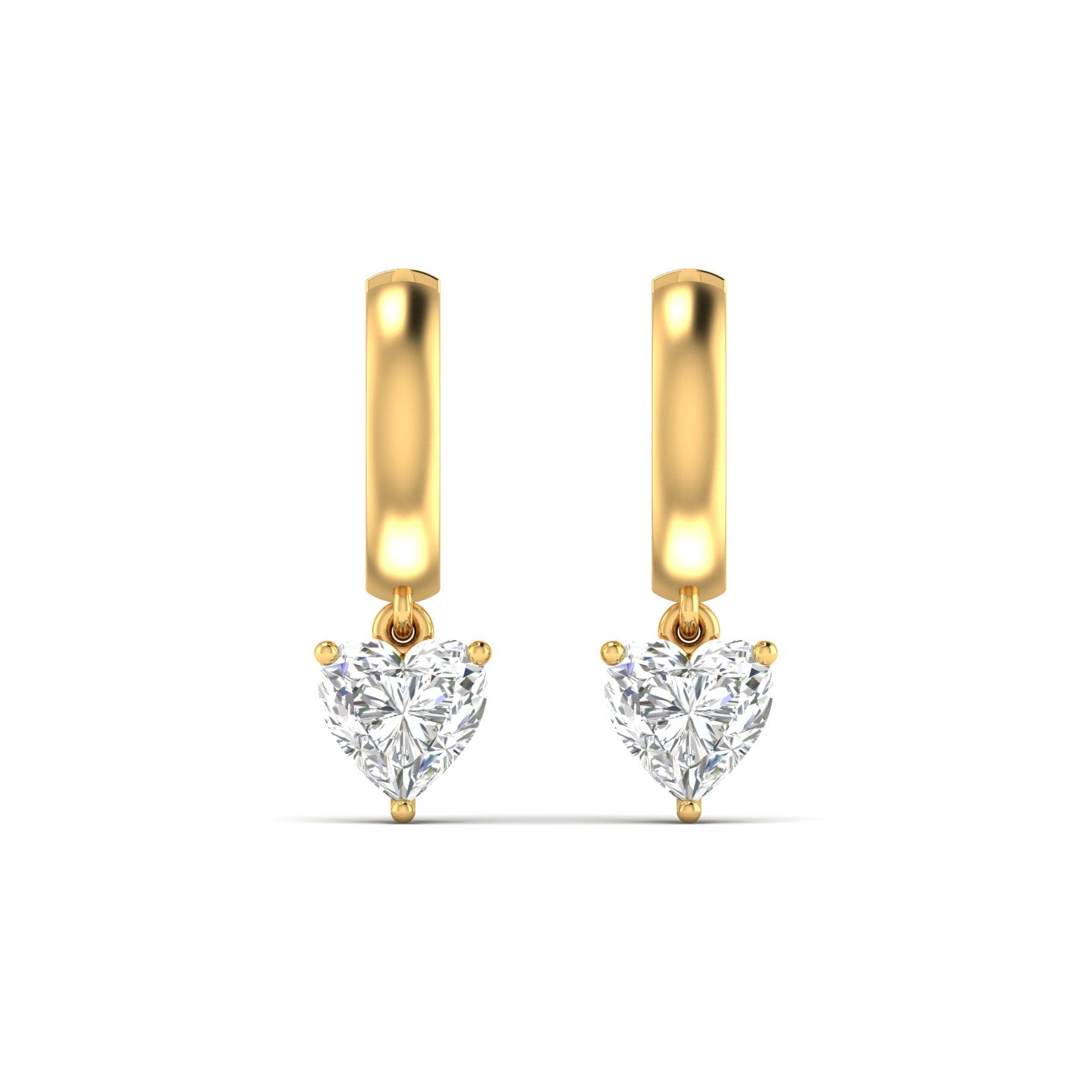 1.03 Carats Each Heart Shape Diamonds Heartfelt Hoops Earrings