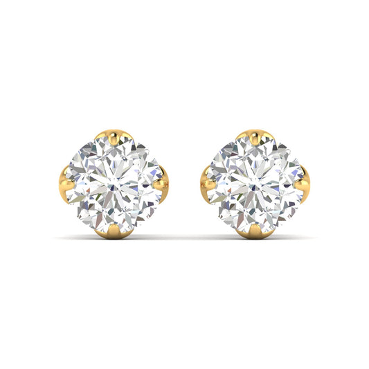 1.03 Carats Each Round Diamonds 4-Prongs Settings Studs Earring