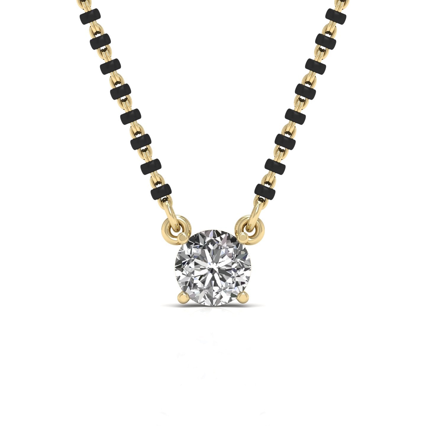 Single Solitaire 1.1 Carat Round Diamond Mangalsutra