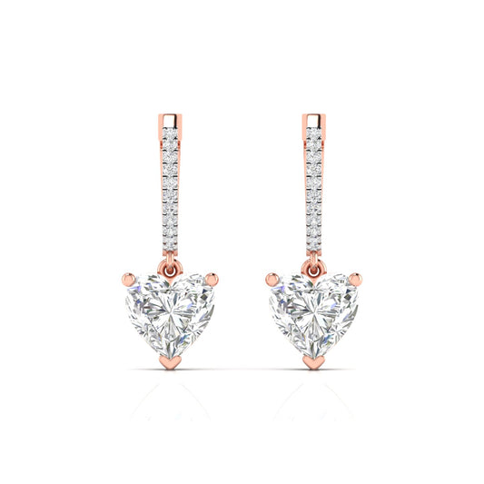 3 Carats Each Heart Diamonds Dangle & Delight Drops Earrings