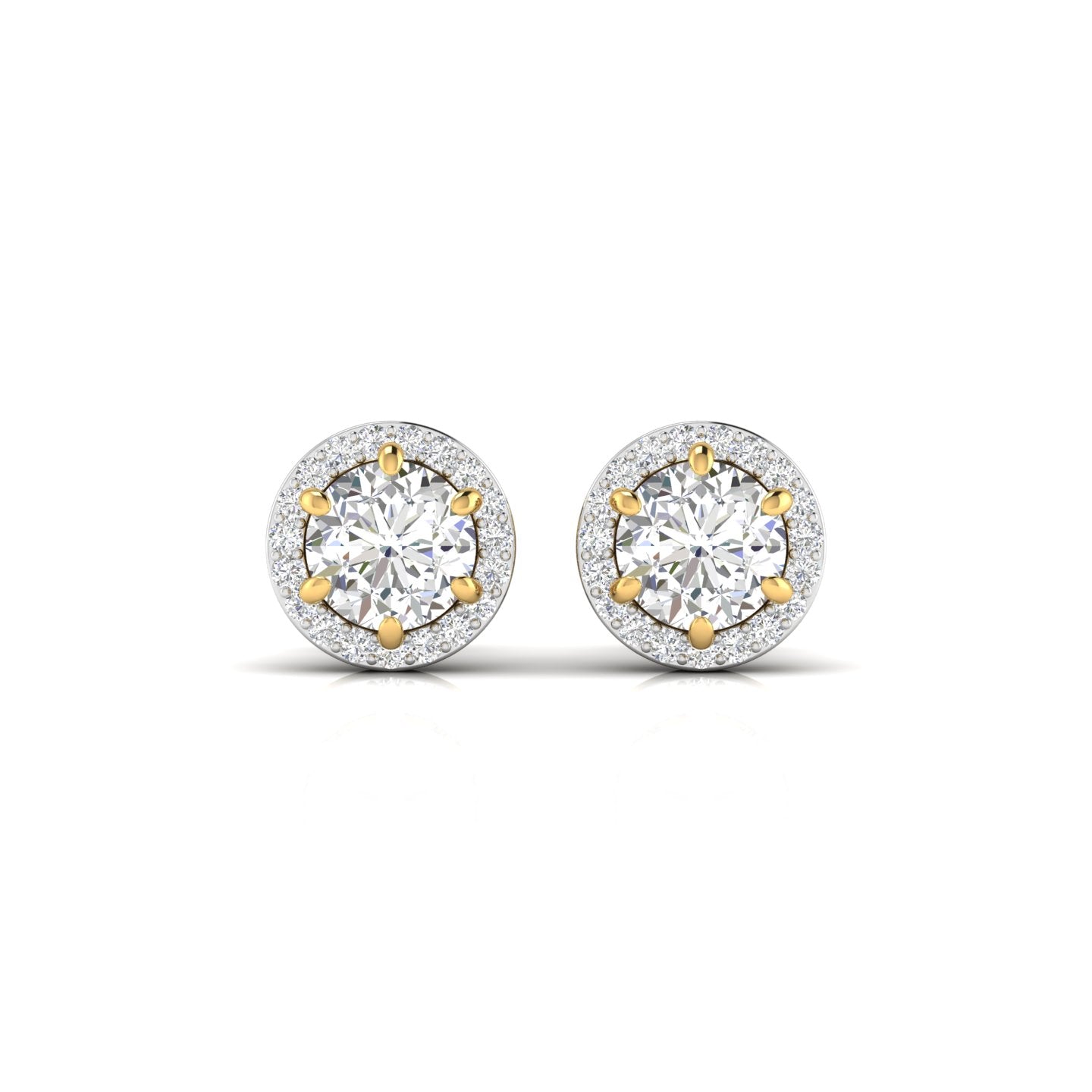 1 Carat Each Round Diamonds Halo Studs Earring