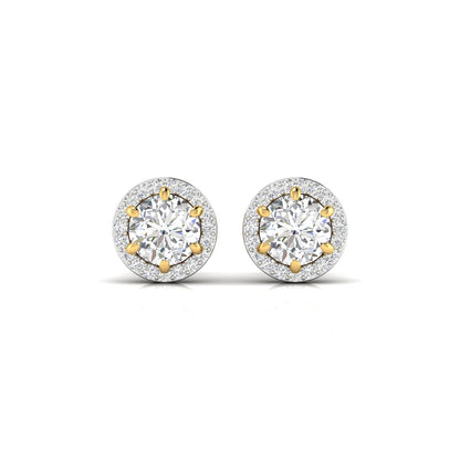 1 Carat Each Round Diamonds Halo Studs Earring