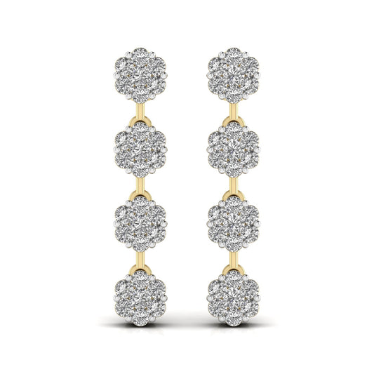 Circular Crystal Cluster Drop Earring