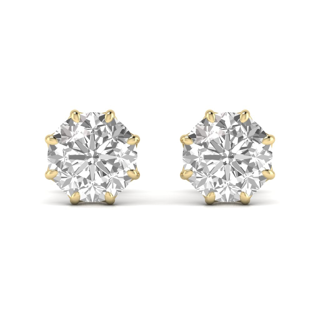 3 Carat Each Solitaire Round Diamond 8 Prongs Setting Studs Earring