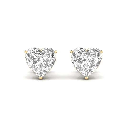 2.5 Carats Each Heart Shape Solitaire Diamond Three Prong Martini Setting Studs Earring