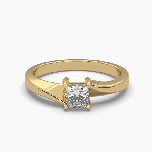 Centre 0.44 Carat Fancy Princess Shape Diamond Ring