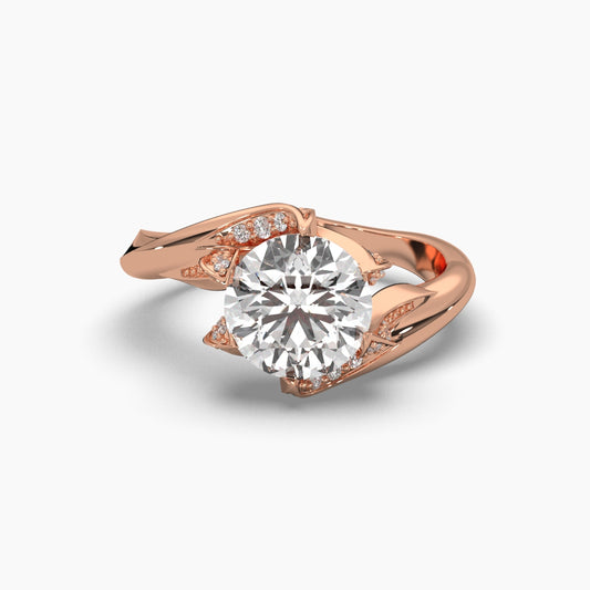 Round Cut Diamond Twisted Ring