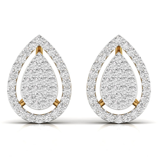 Teardrop Round Cut Diamond Earrings