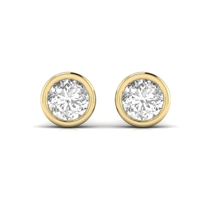 1.5 Carats Each Round Solitaire Diamond Bezel Setting Studs Earring