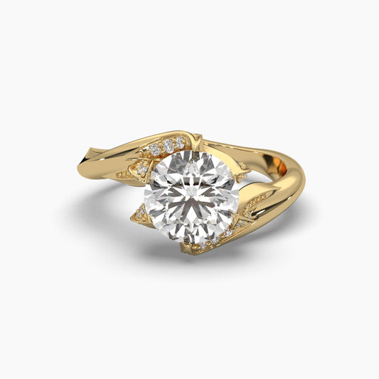 Round Cut Diamond Twisted Ring