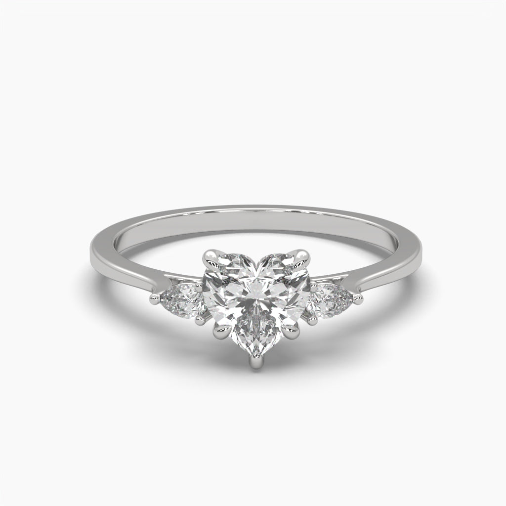 0.75 Carat Heart Shape Centre Solitaire Diamond Ring