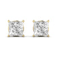 3 Carats Each Princess Shape Solitaire Diamond V-shaped Prong Setting Studs Earring