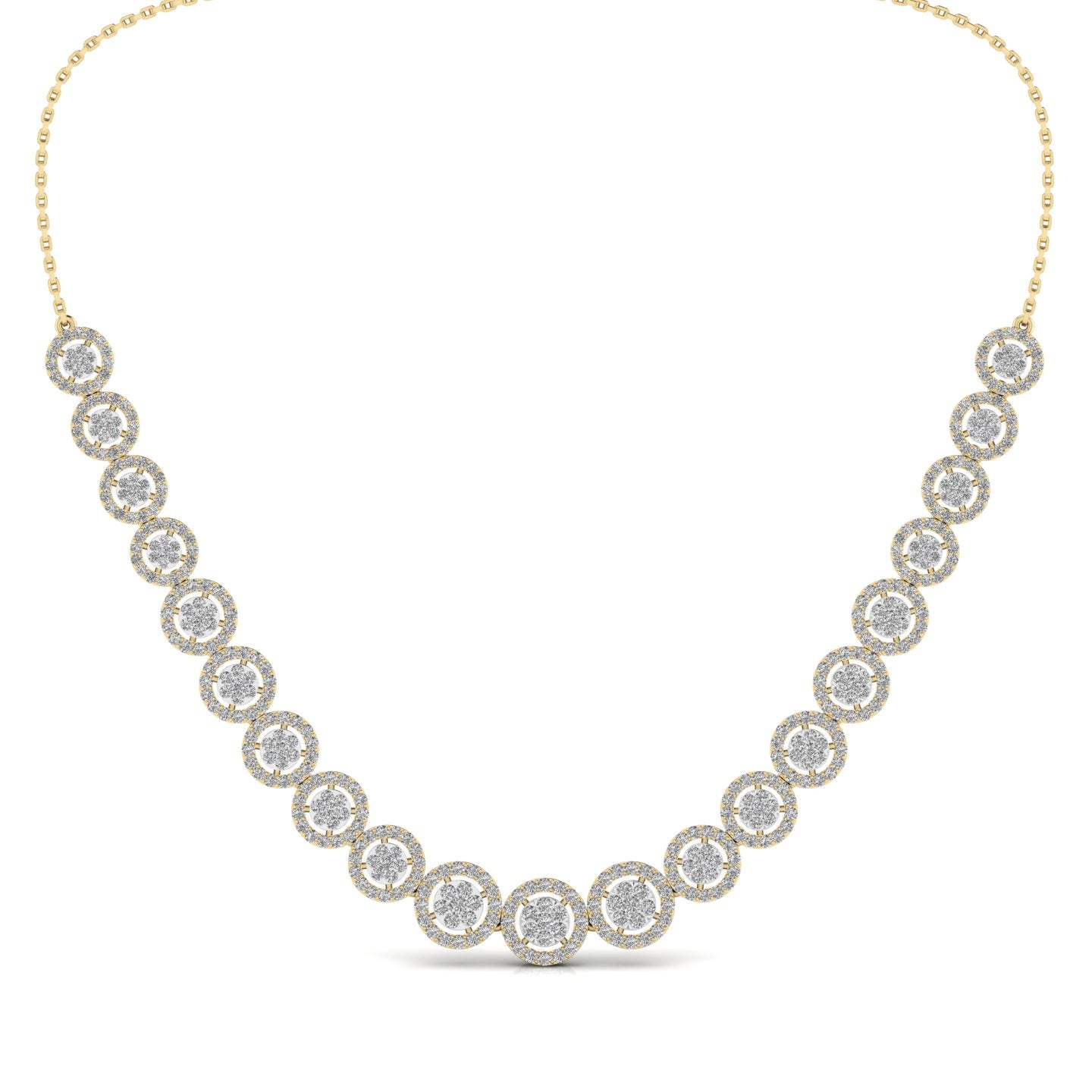 Gorgeous Concentric Studded Diamond Necklace