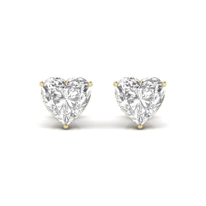 2 Carats Each Heart Shape Solitaire Diamond Three Prong Martini Setting Studs Earring