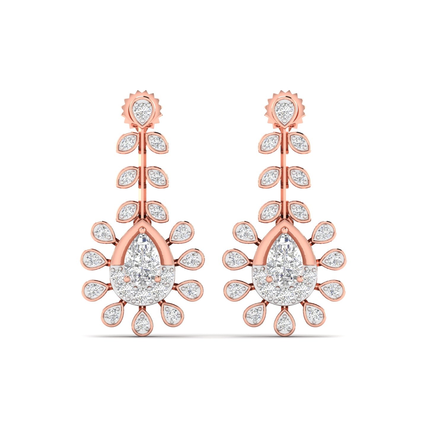 Chic Rose Gold Drop Earrings Adorned with Pear