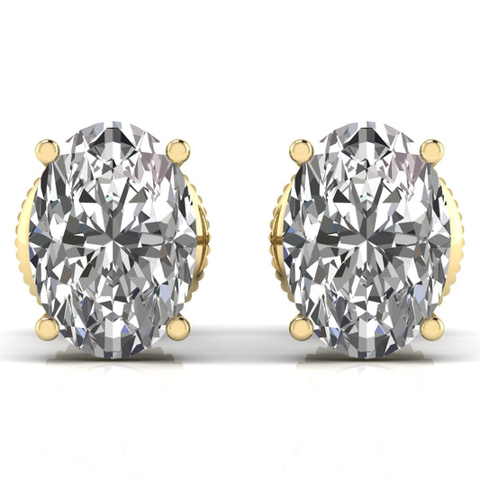 1 Carat Each Oval Shape Diamond Stud Earring