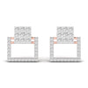 Square Style Round Cut Diamond Earring Studs