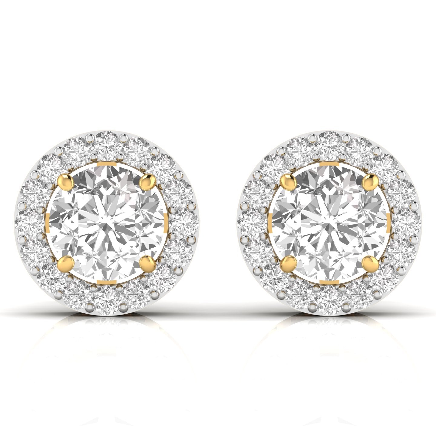 3.5 Carat Each Round Solitaire Diamonds Halo Stud Earring