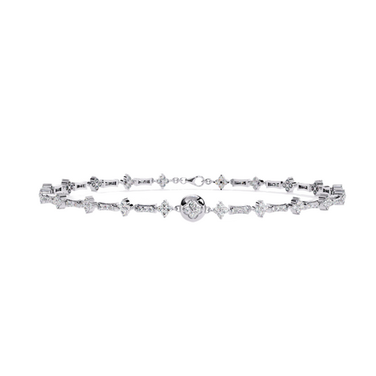 Diamond Bracelet in Yellow Gold with Floral Motif