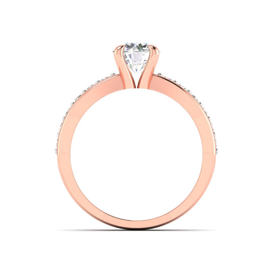 Heart-Cut Diamond Rose Gold Engagement Ring with Pave Band