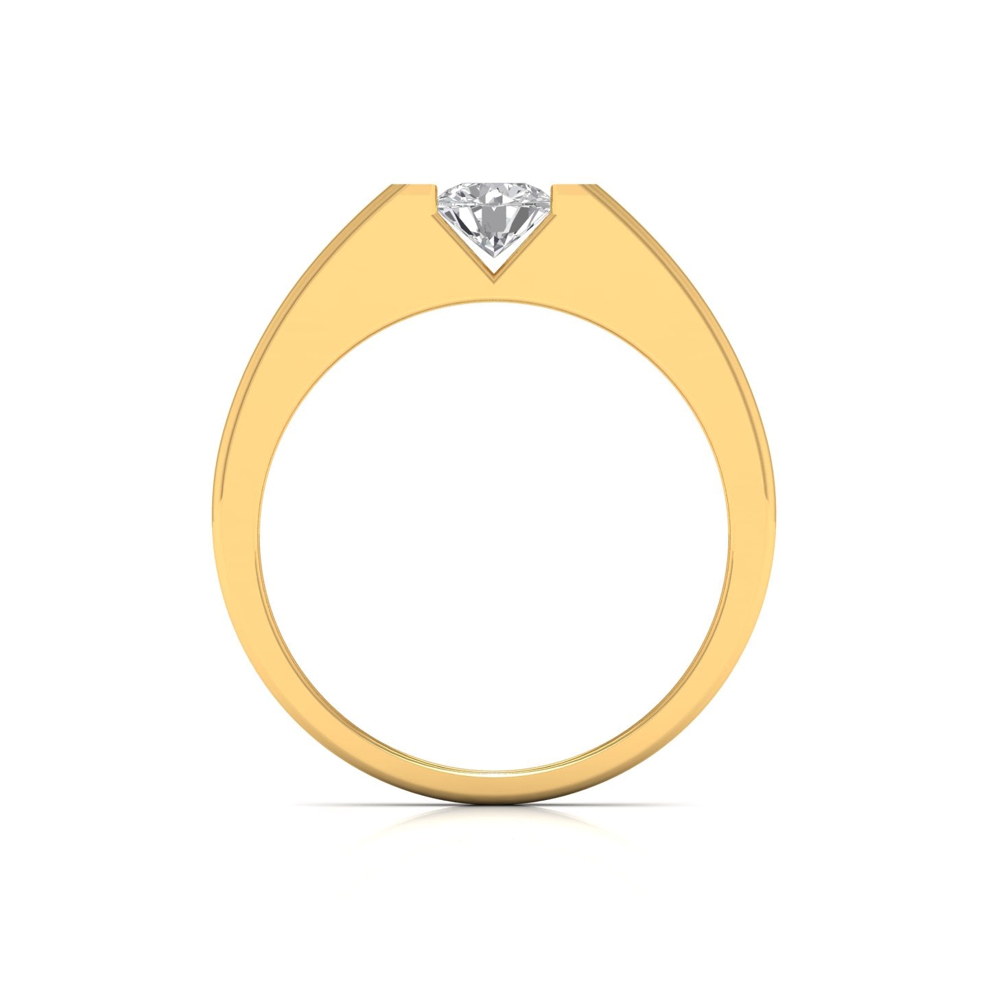 50 Pointers Centre Solitaire Round Diamond Wide Band Ring