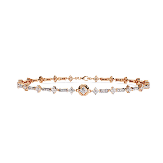 Diamond Bracelet in Yellow Gold with Floral Motif