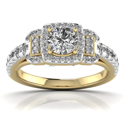 80 Pointers Round Step Diamond Ring