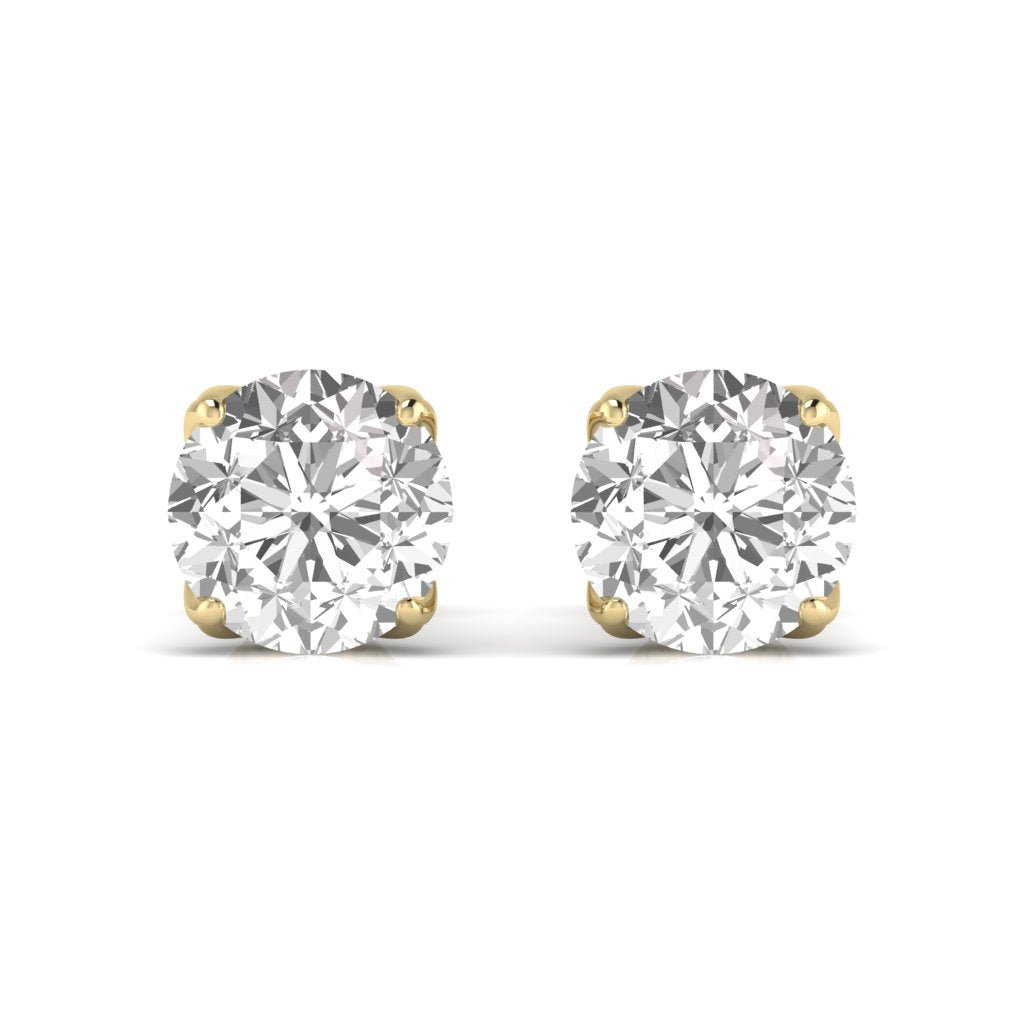 3 Carat Double Prong Setting Round Shape Solitaire Diamond Studs Earring