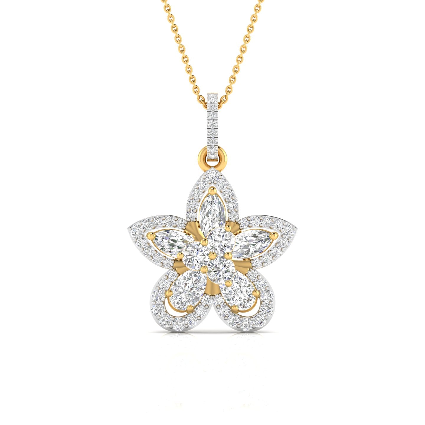 Fancy & Round Cut Diamonds Blossom of Brilliance Pendant