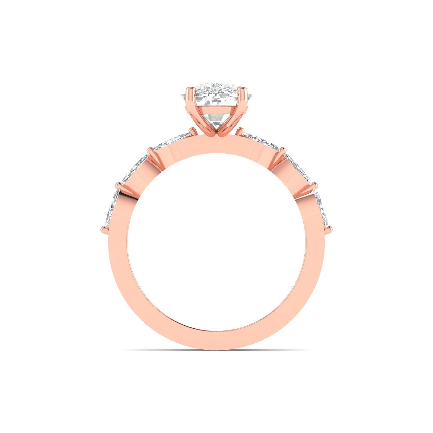 Modern Oval Diamond Ring with Marquise Accents