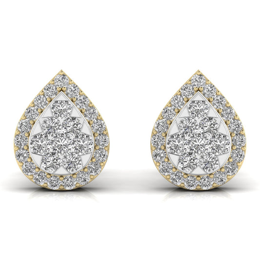 Round Cut Diamonds Leaf Shape Earrings