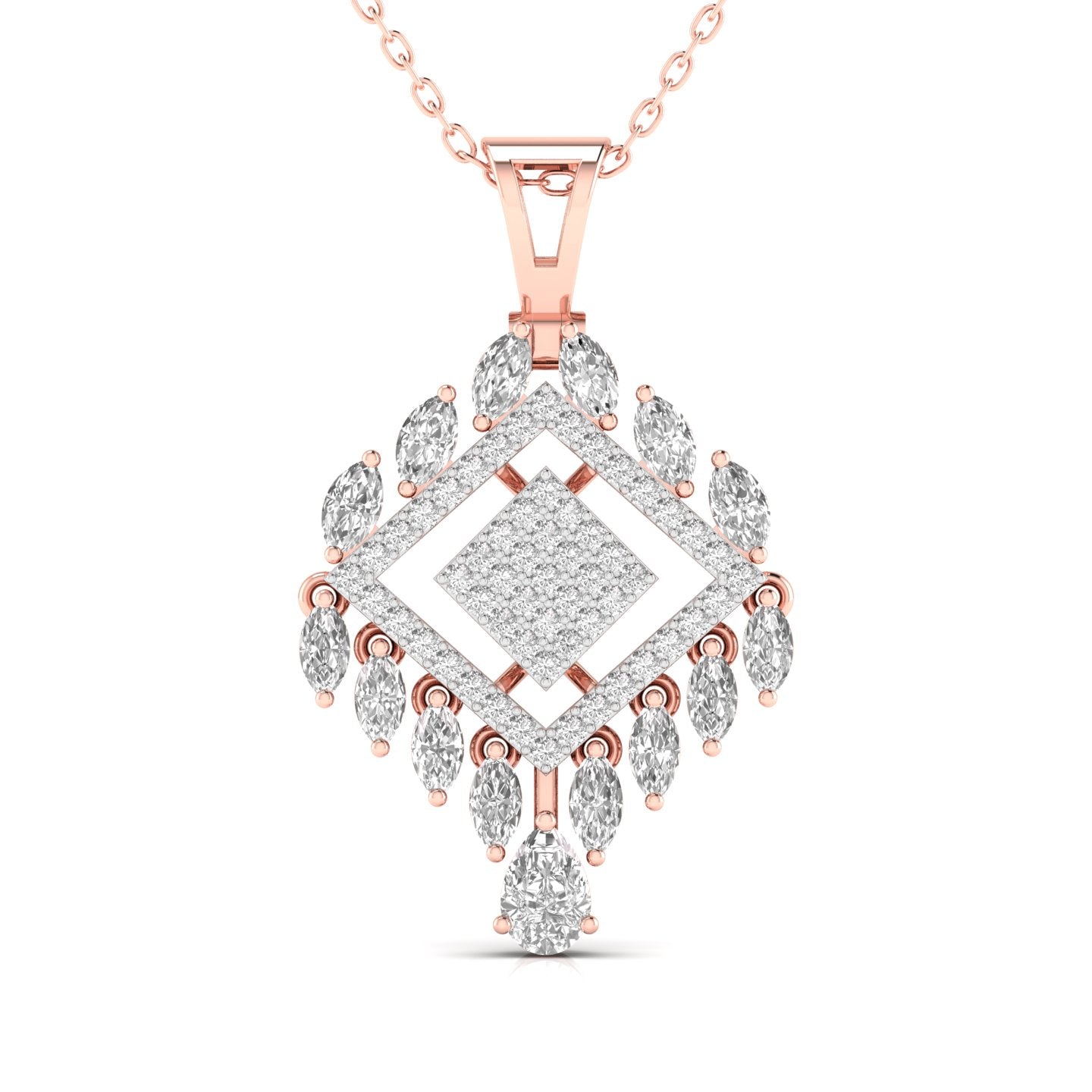 Pear, Marquise & Round Cut Diamonds Pendant For Her