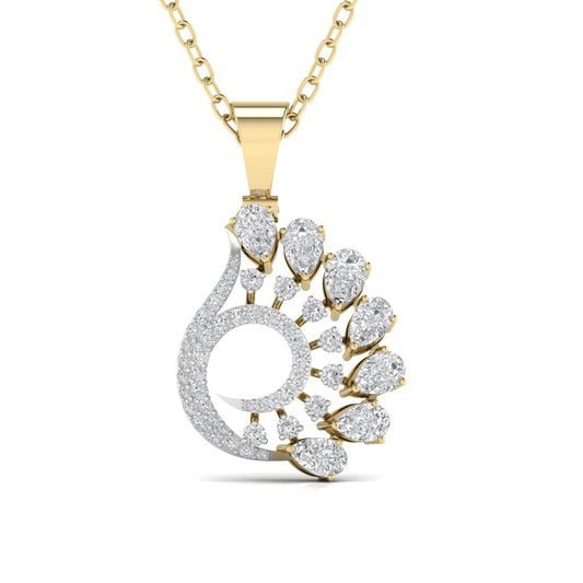 Pear Shape Diamonds Peacock Style Pendant For Her