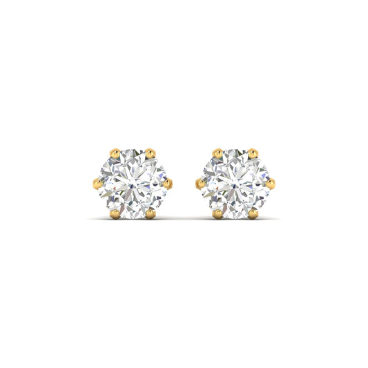 1.06 Carats Each Round Diamonds 6-prongs Setting Studs Earrings