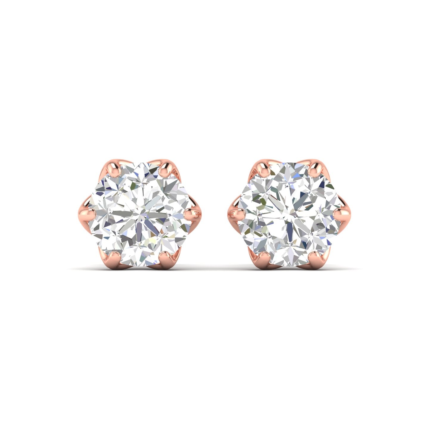 4 Carats Each Round Diamonds 6-prongs Setting Studs Earrings