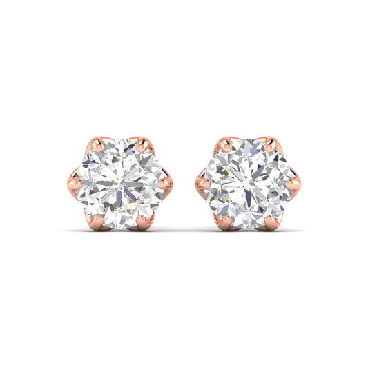 4 Carats Each Round Diamonds 6-prongs Setting Studs Earrings