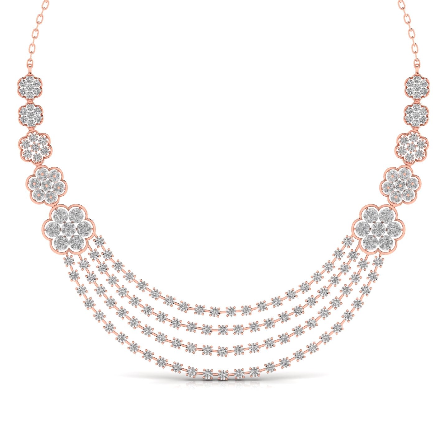 Layered Round Cut Diamonds Party Wear Necklace