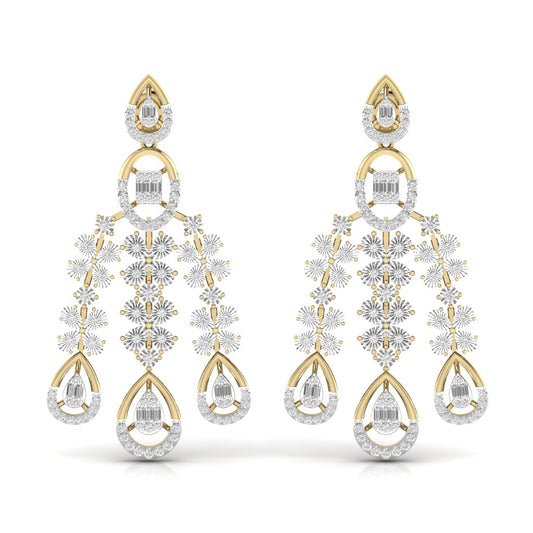 Classic Round Cut & Fancy Baguette Shape Diamonds Earring