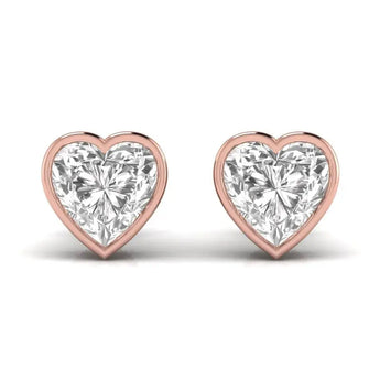 Buy Bezel Heart Shape Solitaire Diamond Stud Earring from Ivana Jewels Best lab grown diamond jewellery brand