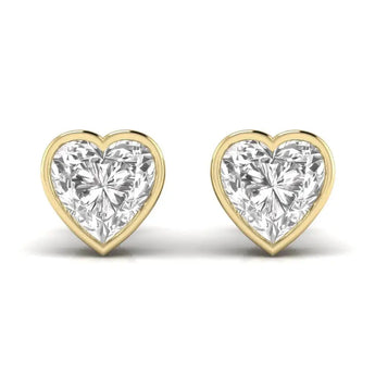 Buy Bezel Heart Shape Solitaire Diamond Stud Earring from Ivana Jewels Best lab grown diamond jewellery brand