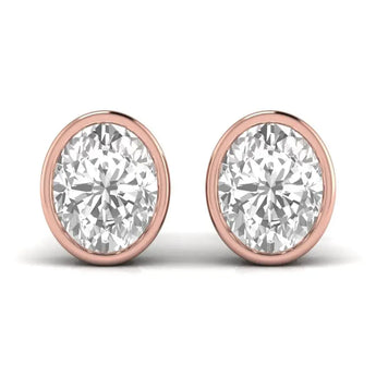 Buy Gold Oval Shape Solitaire Diamond Stud Earring from Ivana Jewels Best lab grown diamond jewellery brand