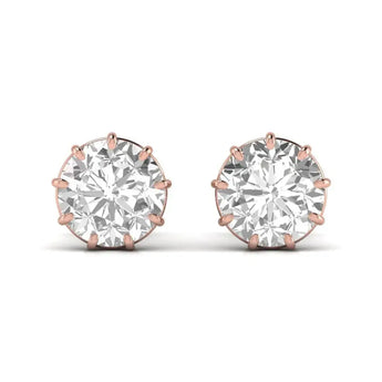 Buy Gold 9 Prong Setting Diamond Stud Earring from Ivana Jewels Best lab grown diamond jewellery brand