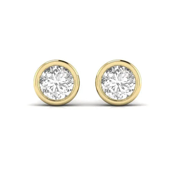 Buy Round Gold Bezel Setting Diamond Stud Earring from Ivana Jewels Best lab grown diamond jewellery brand