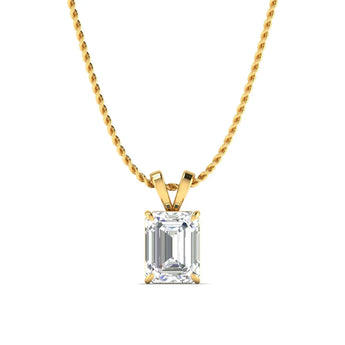 2 Carat Emerald Diamond Gold Pendant Best lab grown diamond jewellery brand
