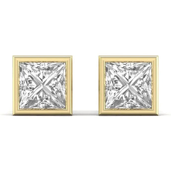 Buy Gold Princess Shape Solitaire Diamond Stud Earring from Ivana Jewels Best lab grown diamond jewellery brand