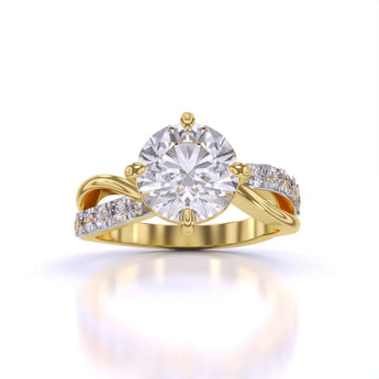 Buy 2 Carat Gold Round Cut Diamond Engagement Ring from Ivana Jewels Best lab grown diamond jewellery brand