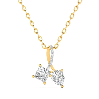 2.5 Ct Two Stone Diamond Gold Pendant Best lab grown diamond jewellery brand