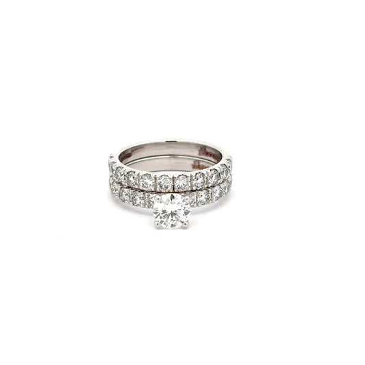 70 Pointer Centre Round Solitaire Diamond With Side Round Diamonds Channel Setting Ring & Band