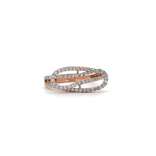 Round Cut Diamonds Crossover Rose Gold Ring